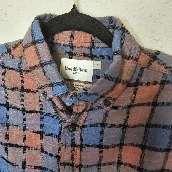 Goodfellow‎ Mens S Small Flannel Checkered Plaid Button Down Long Sleeve - Picture 5 of 10